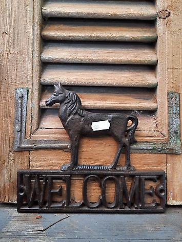 Gietijzeren bordje welcome met paard - Decobyjo - Bellingwolde