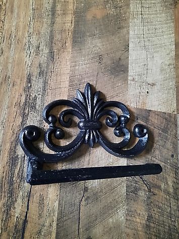 Cast iron toilet roll holder black lily large Decobyjo - Bellingwolde