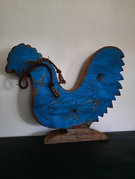 Wooden chicken blue - Decobyjo - Bellingwolde