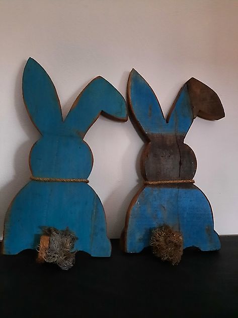 Wooden bunnies blue - Decobyjo - Bellingwolde