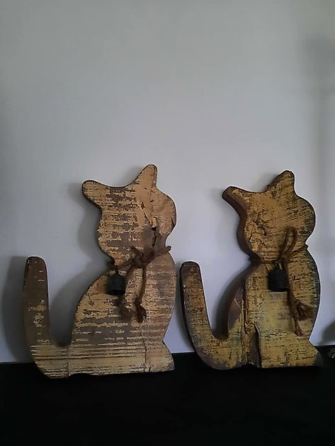 Katze aus Holz - Decobyjo - Bellingwolde