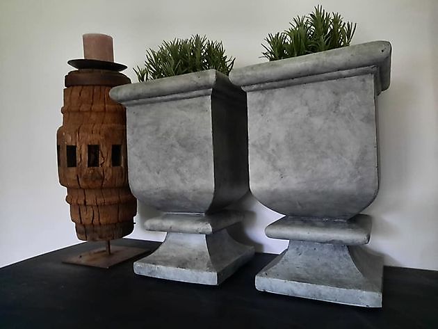 Grey clayfibre flower pots garden vase Decobyjo - Bellingwolde