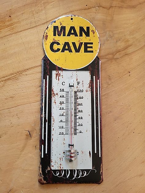 Metalen man cave thermometer Decobyjo - Bellingwolde