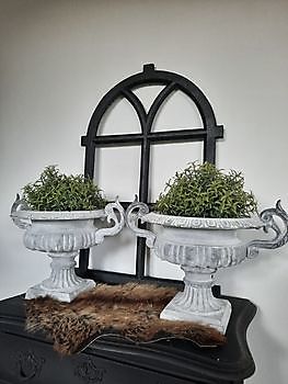 Cast iron garden vase with ears lead color Decobyjo - Bellingwolde